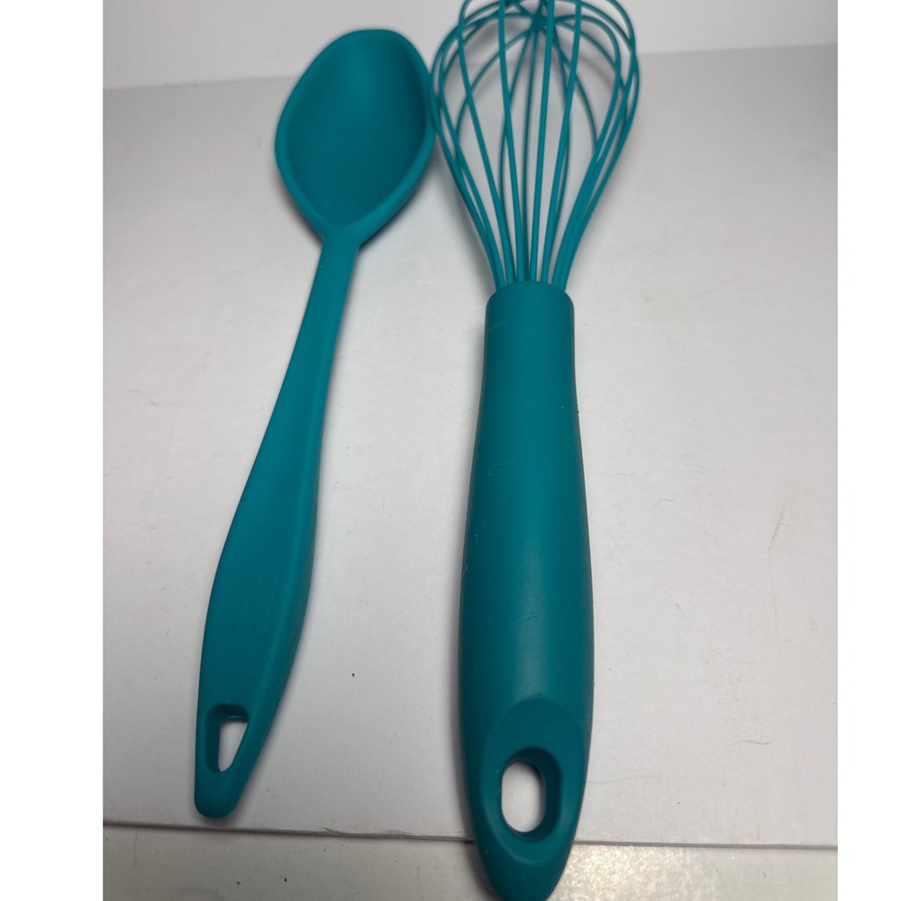 Core Kitchen Whisk‎ and Spoon Set  Teal Blue Silicone Tools
